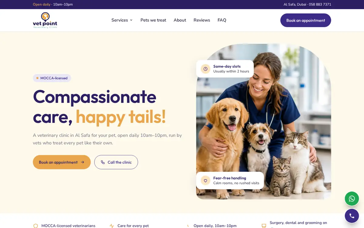 vetpointclinic.ae website designed by Imperium Global Media