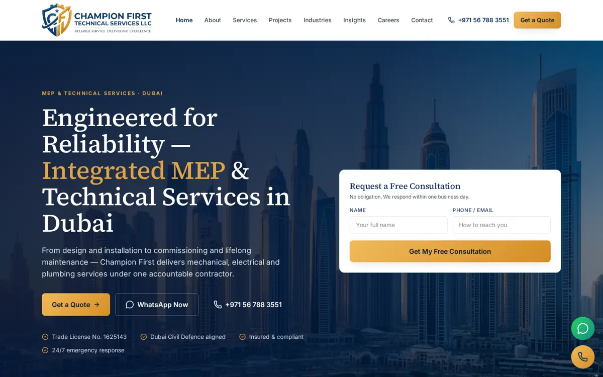 champfirst.com website designed by Imperium Global Media