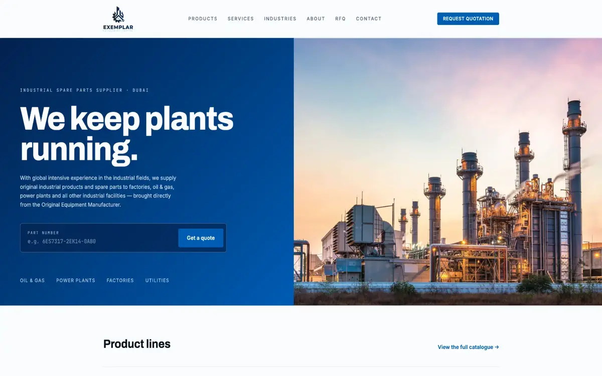 exemplar-industrial.com website designed by Imperium Global Media