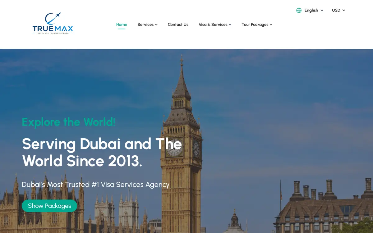 truemaxtravels.ae website designed by Imperium Global Media