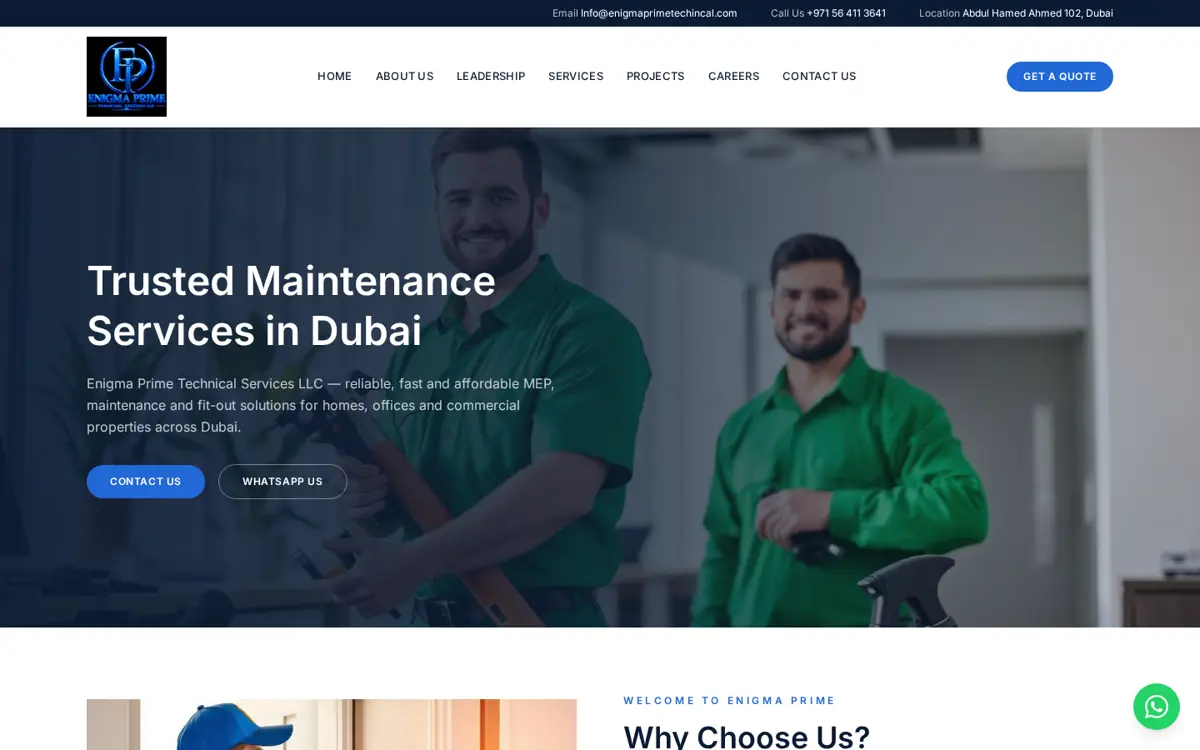 enigmaprimetechincal.com website designed by Imperium Global Media