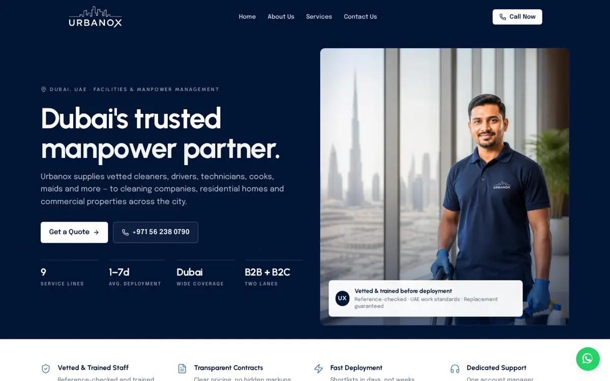 urbanoxfacilities.com website designed by Imperium Global Media