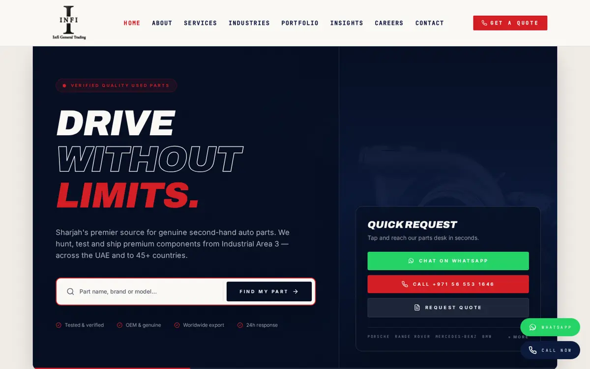 sharjahusedparts.com website designed by Imperium Global Media